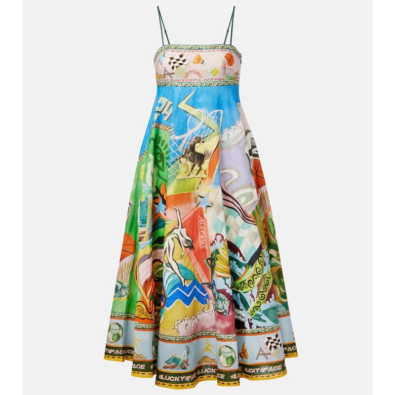 Alemais AlÃmais Lucky Pace printed linen midi dress