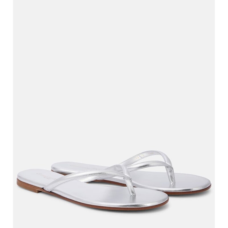 Gianvito Rossi Calypso metallic leather thong sandals