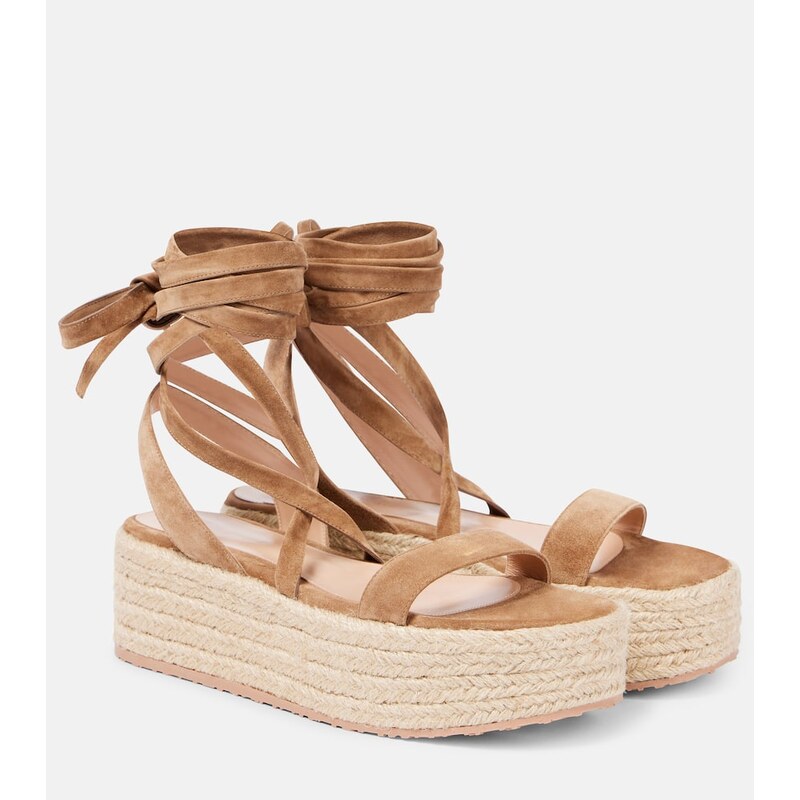 Gianvito Rossi Suede-trimmed platform espadrilles