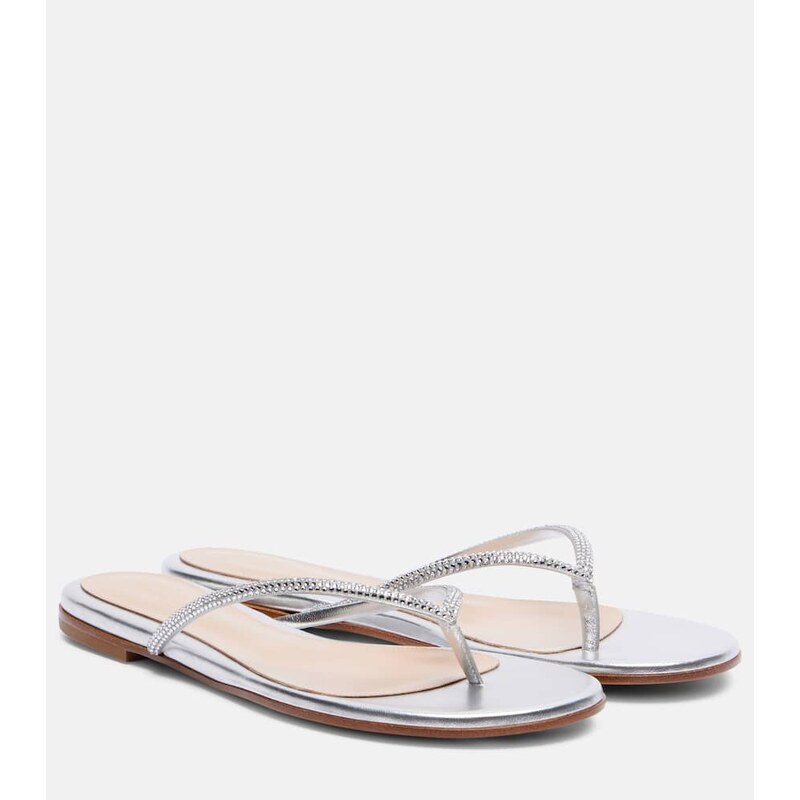 Gianvito Rossi India metallic leather thong sandals