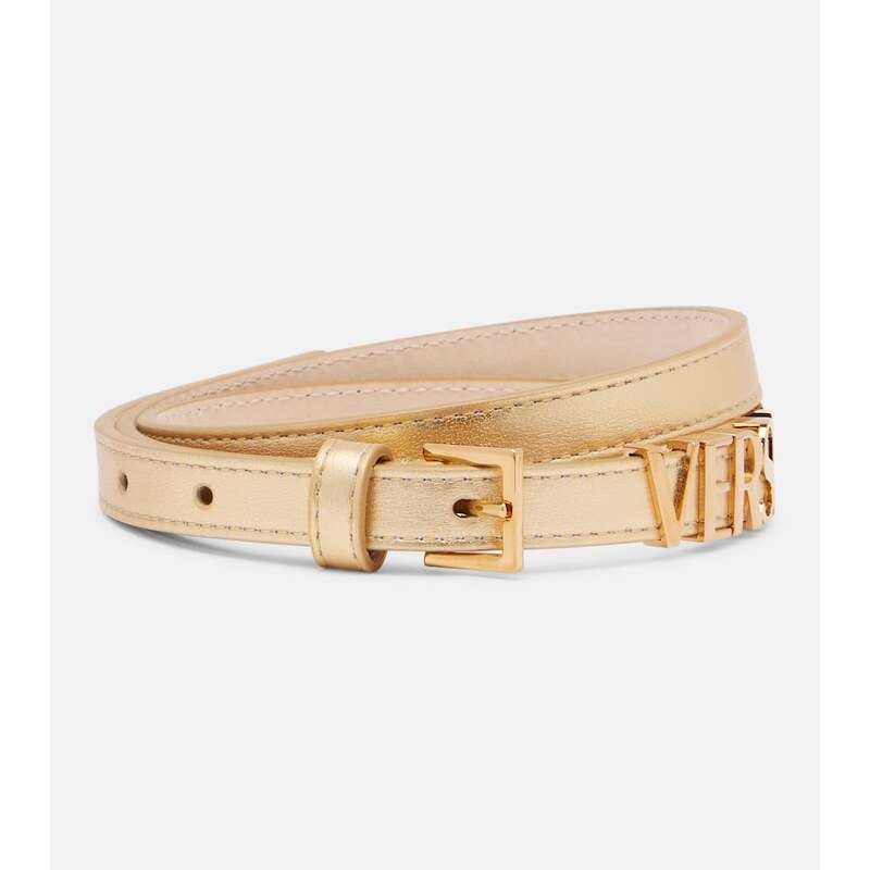 Versace Logo metallic leather belt