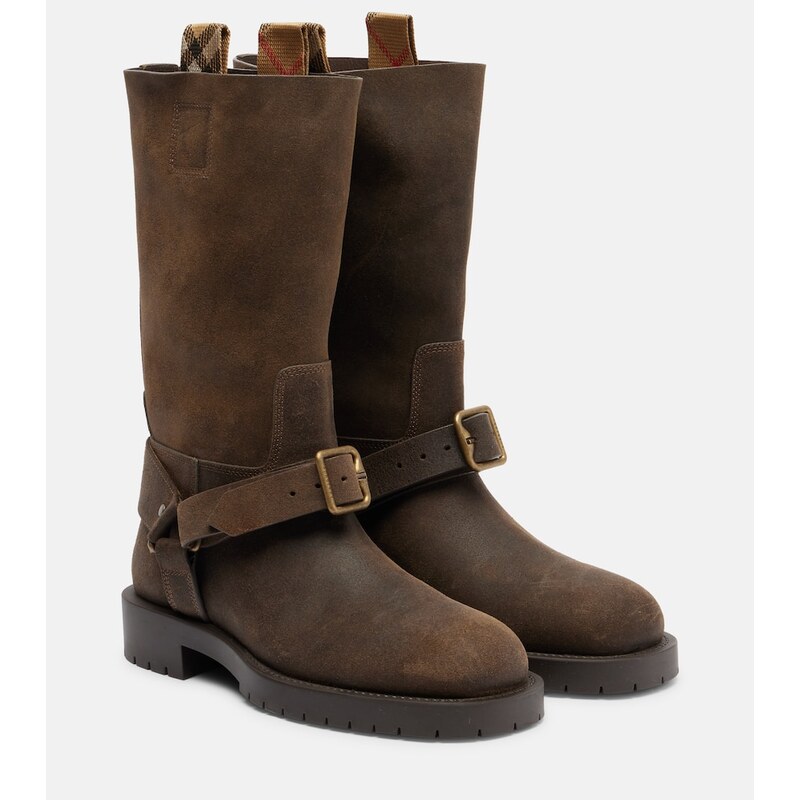 Burberry Soft Saddle suede knee-high boots