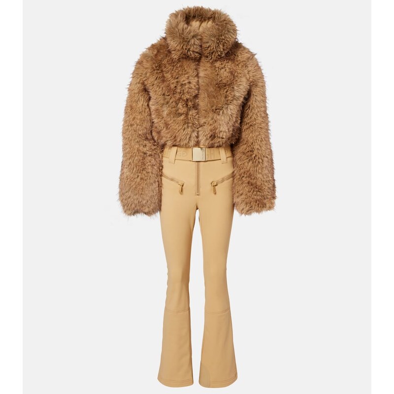 Dámský belted ski suit v barvě beige