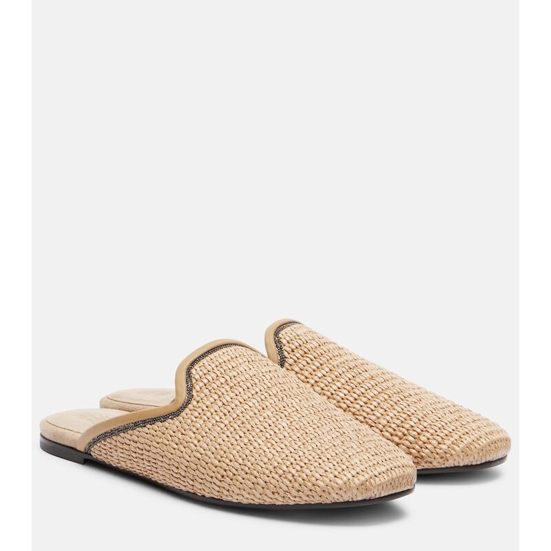 Brunello Cucinelli Monili raffia mules