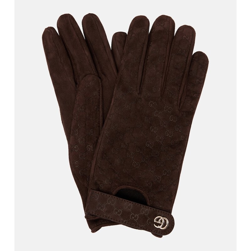 Gucci GG jacquard suede gloves