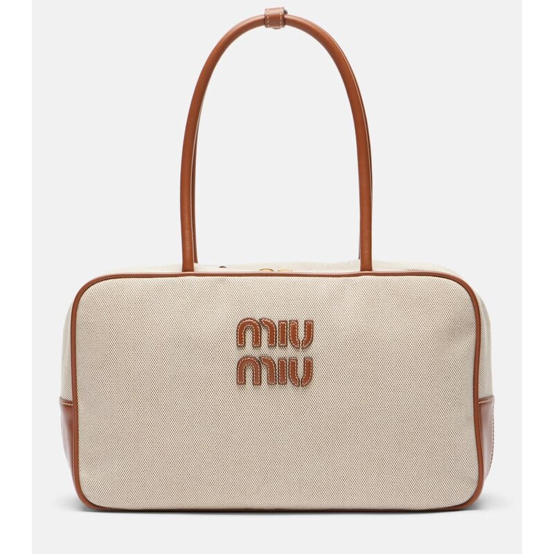 Miu Miu Beau leather-trimmed canvas tote bag