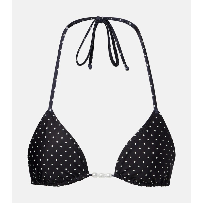Same Embellished polka-dot bikini top