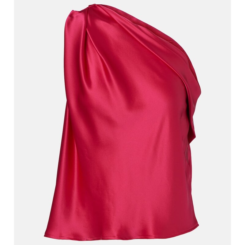 The Sei One-shoulder draped silk satin top
