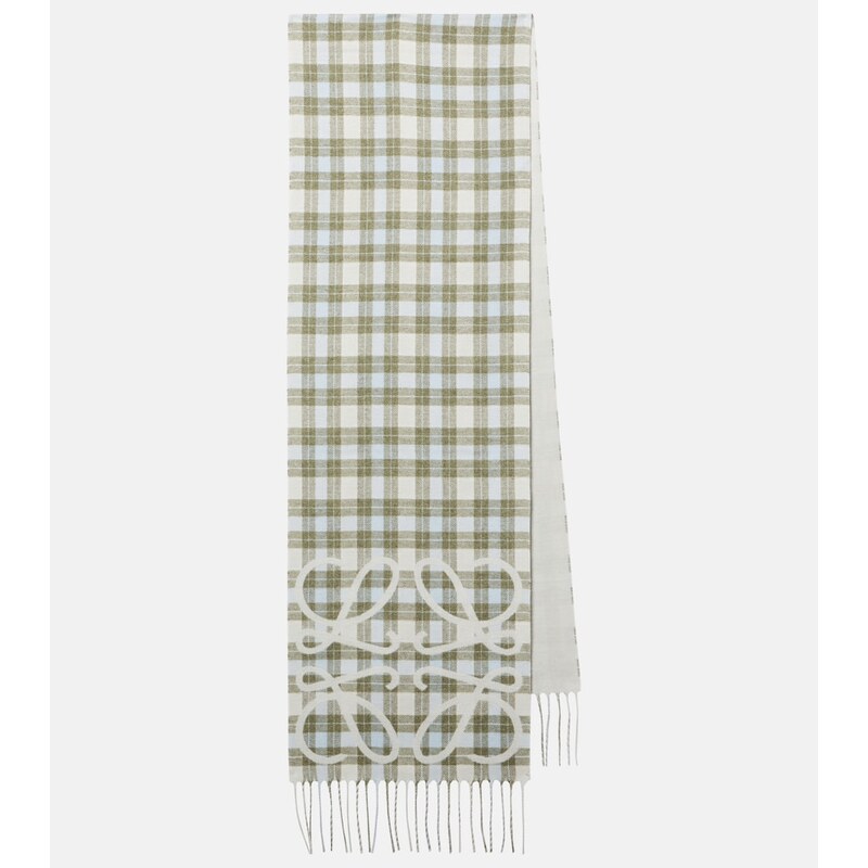 Loewe Anagram checked silk and cashmere scarf