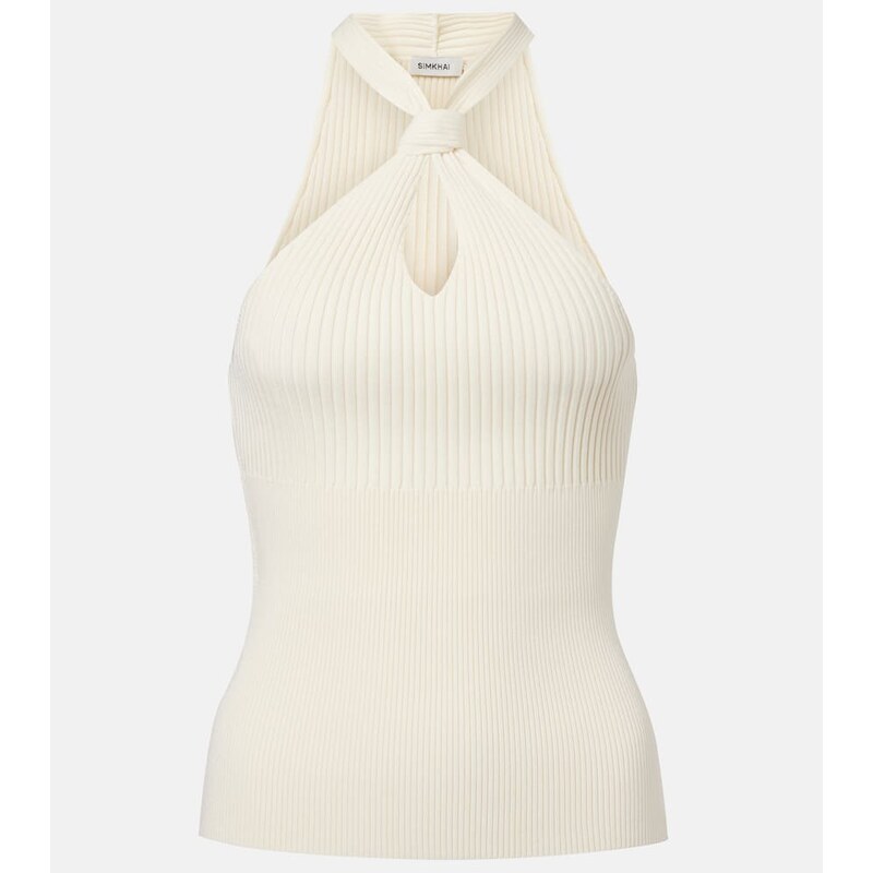 Simkhai Andrea ribbed-knit halterneck top