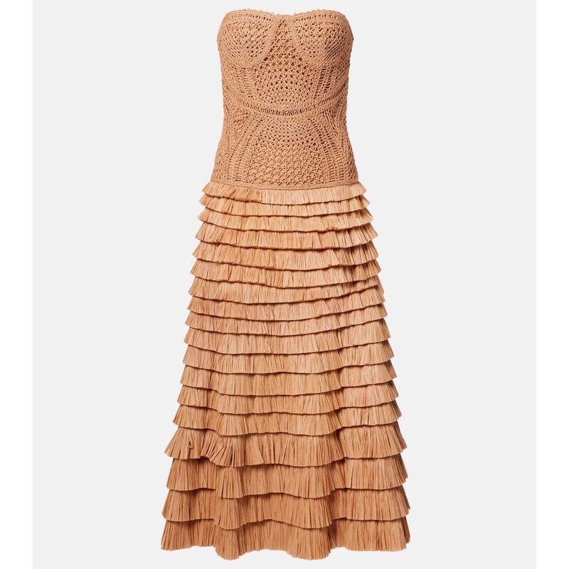Simkhai Santana raffia-blend bustier dress