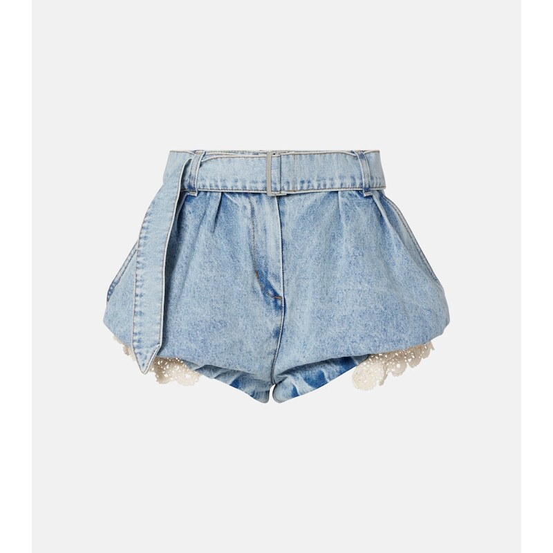 Magda Butrym Crochet-trimmed denim shorts