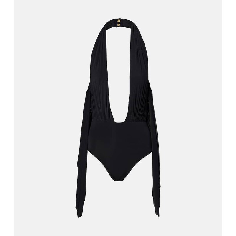 Balmain Draped halterneck swimsuit