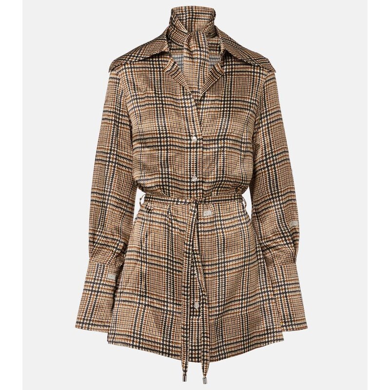 Patou Prince of Wales check silk shirt dress