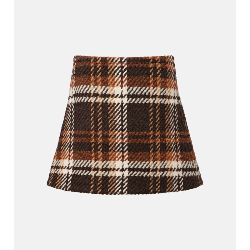 Patou Checked wool-blend miniskirt