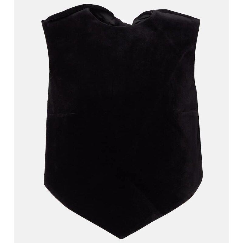 Patou Bow-detail cotton-blend velvet crop top