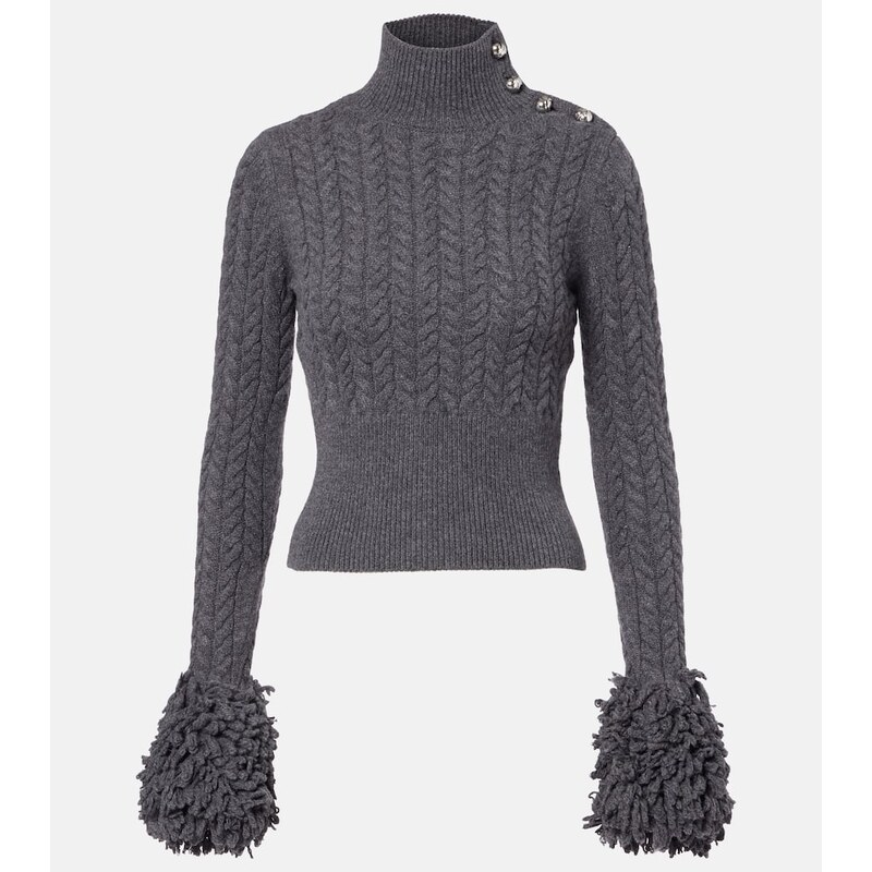 Patou Cable-knit wool and cashmere sweater
