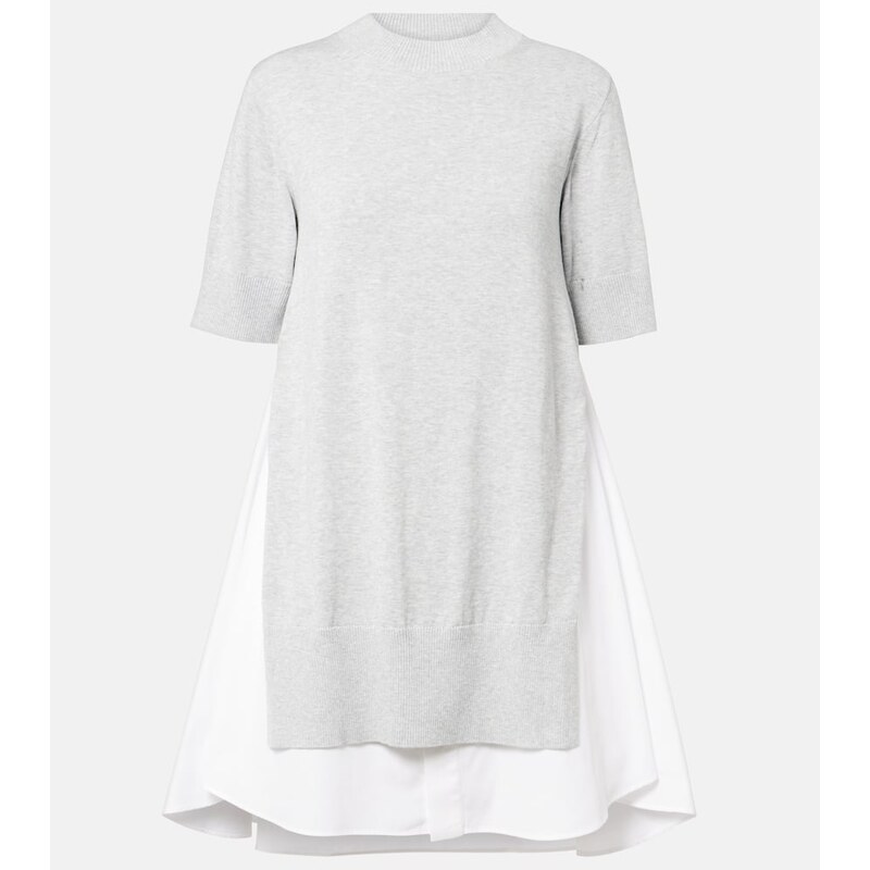 Sacai Layered cotton minidress