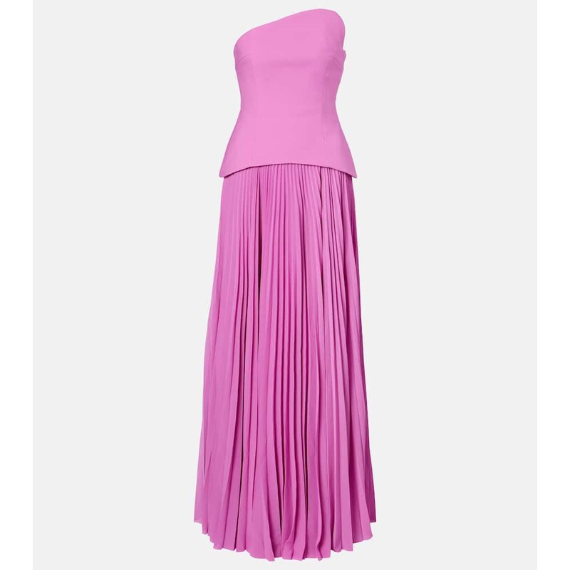 Solace London Britt pleated strapless gown