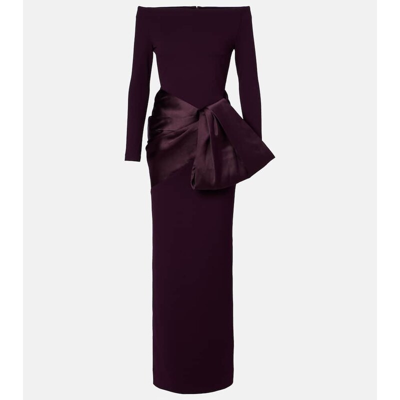 Solace London Kori bow-detail off-shoulder gown