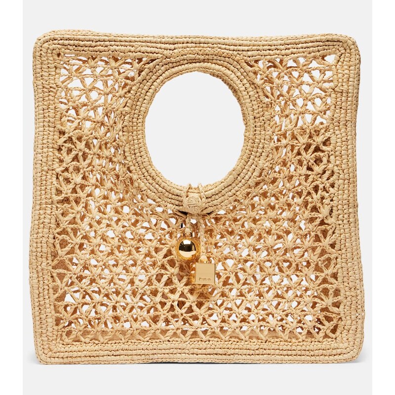 Jacquemus Spiaggia Small raffia top-handle bag