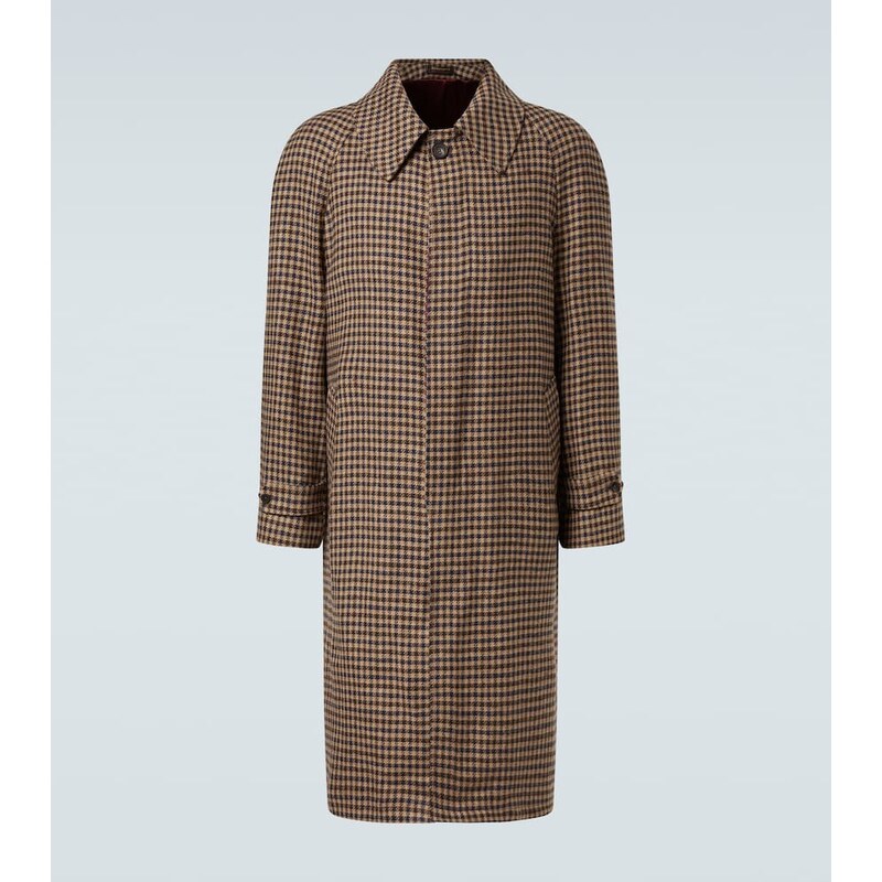 Kabát Rubinacci Houndstooth z čisté vlny ve světle šedé barvě