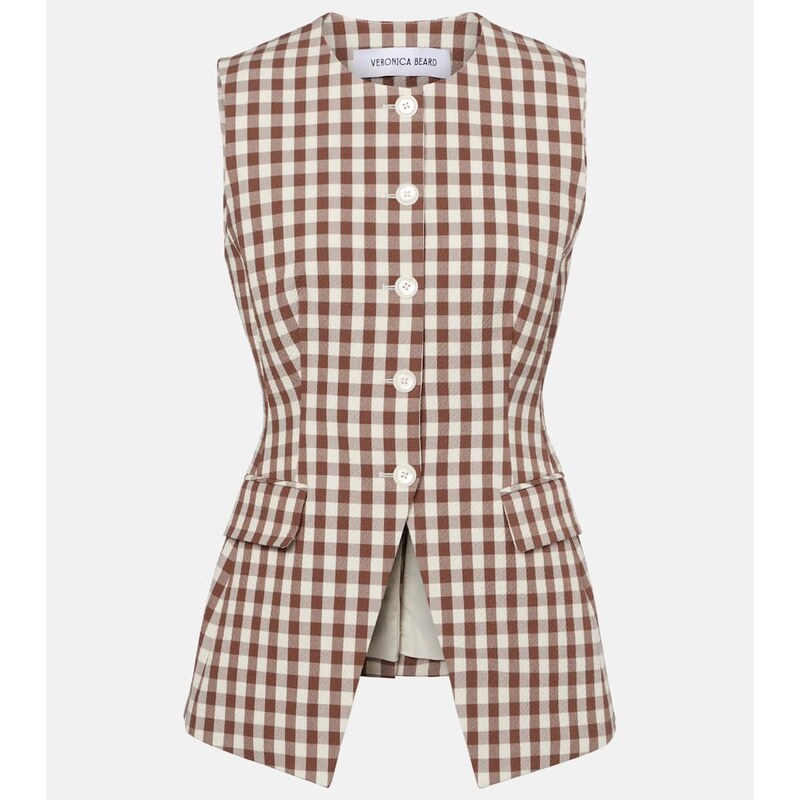 Veronica Beard Lois gingham seersucker top