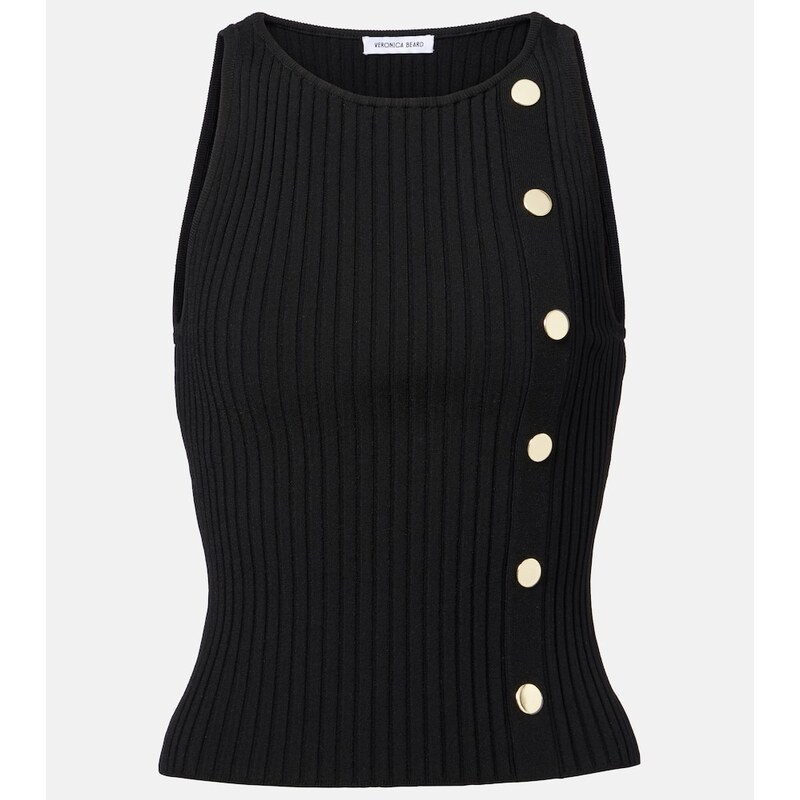 Veronica Beard Nelson embellished ribbed-knit top