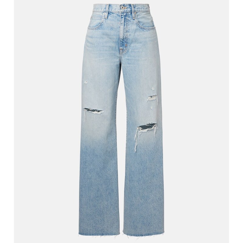 SLVRLAKE Nico distressed mid-rise wide-leg jeans