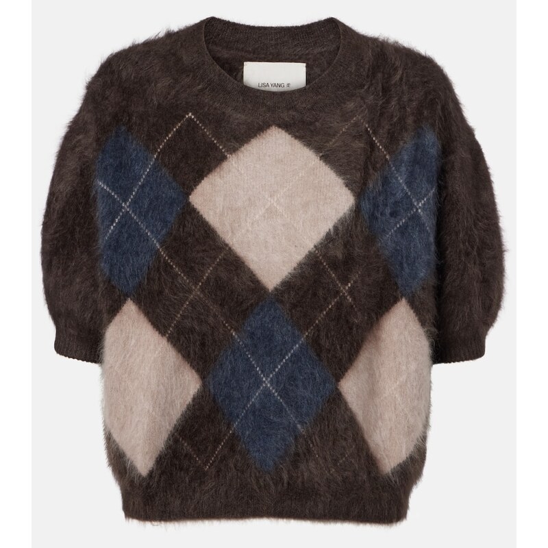 Lisa Yang Juniper argyle knitted cashmere top