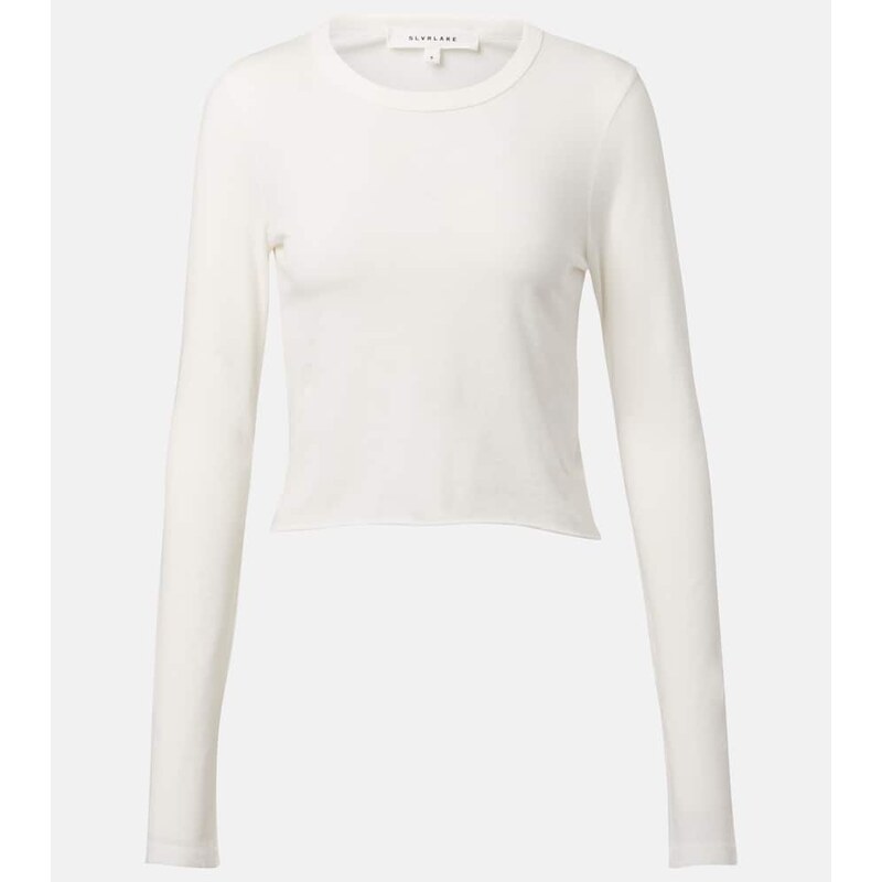 Slvrlake Cropped cotton jersey T-shirt