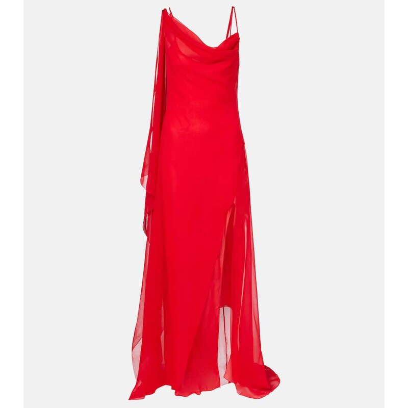 Blumarine Asymmetric draped silk georgette gown
