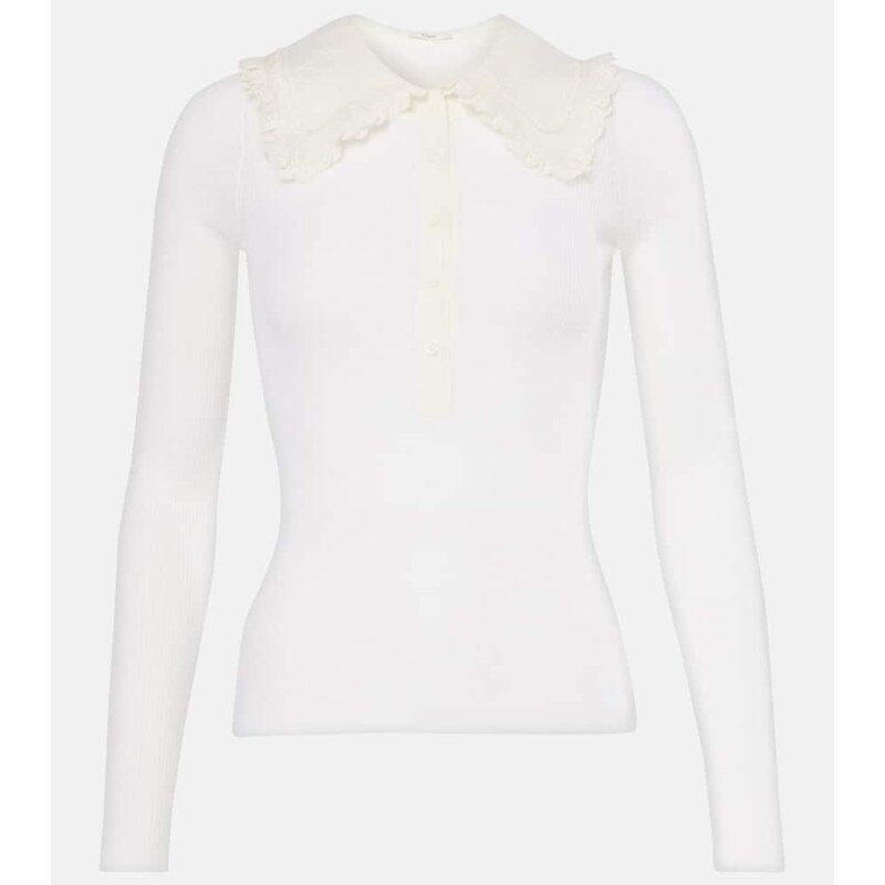 Chloé Ribbed-knit wool Henley shirt
