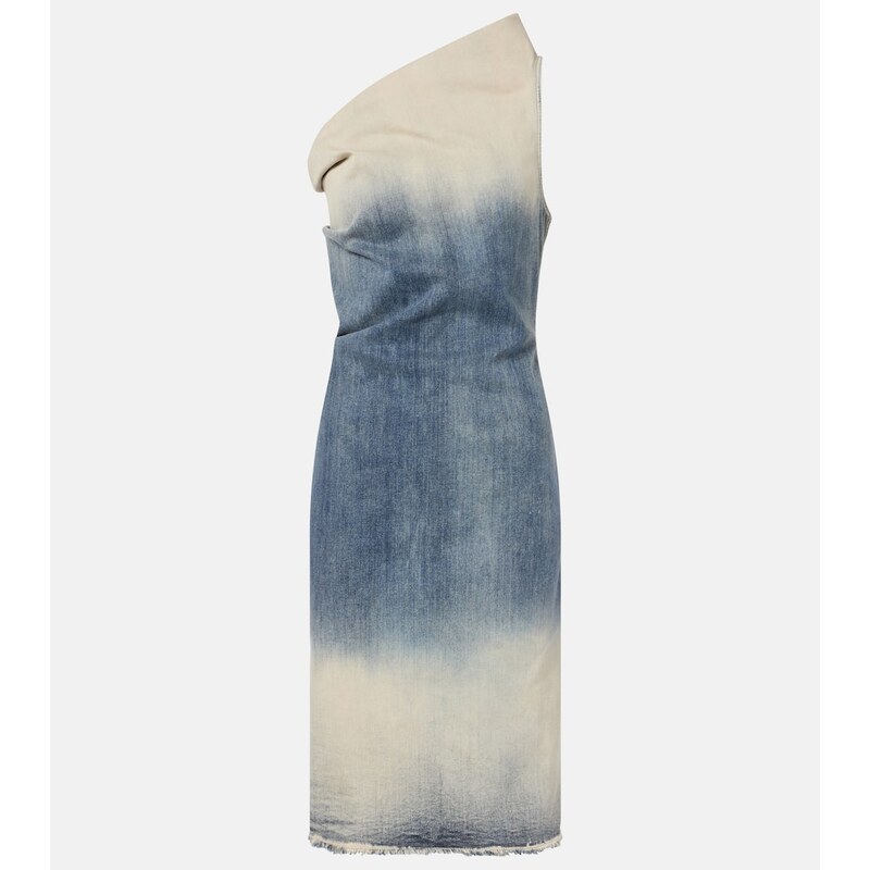 Rick Owens Athena one-shoulder denim midi dress