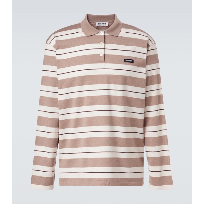 Miu Miu Striped cotton jersey polo shirt