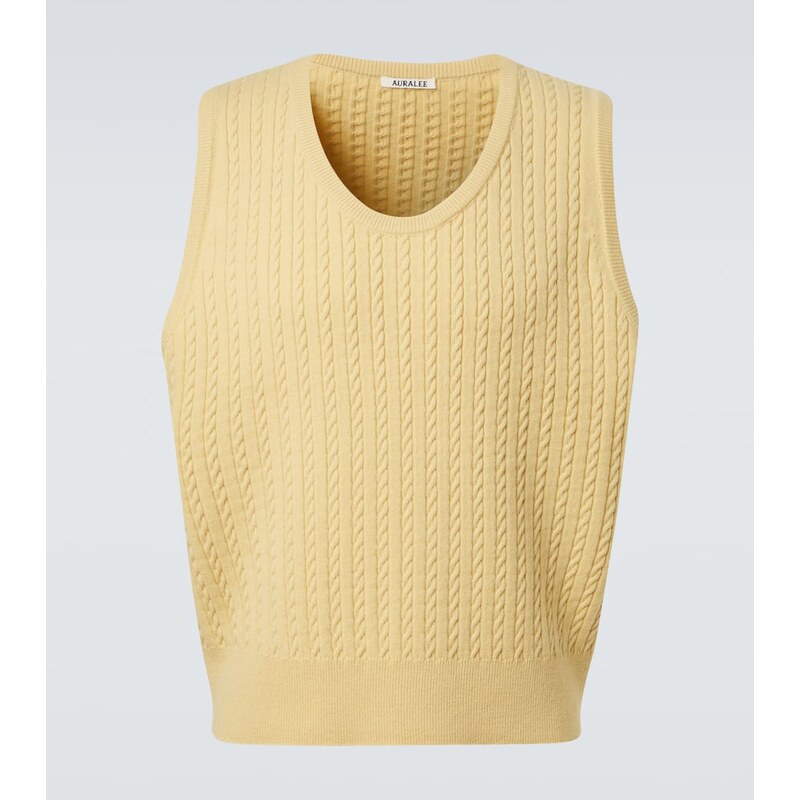 Auralee Cable-knit wool vest
