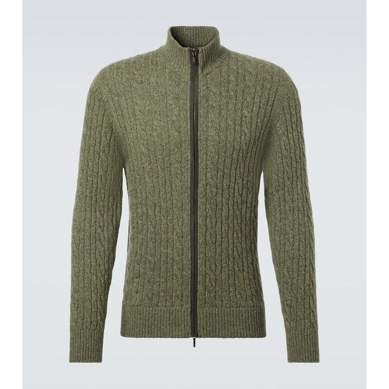 Loro Piana Cable-knit cashmere zip-up sweater
