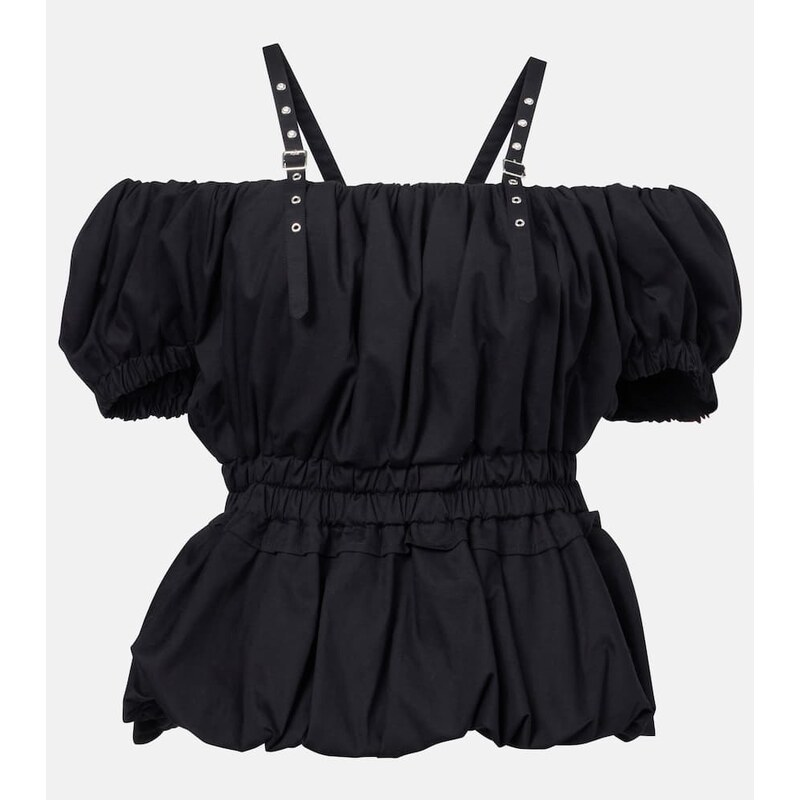Noir Kei Ninomiya Peplum cotton poplin top