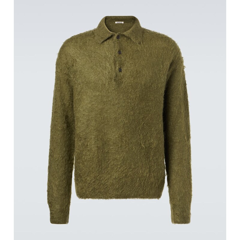 Auralee Mohair and wool polo sweater