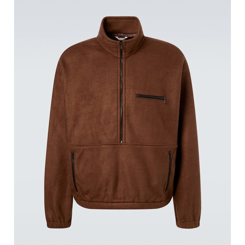 Auralee Silk fleece half-zip sweater