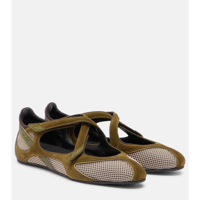 The Attico Floor 01 suede and mesh ballet flats
