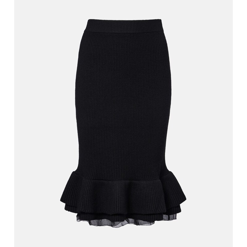 Nina Ricci Peplum wool-blend midi skirt