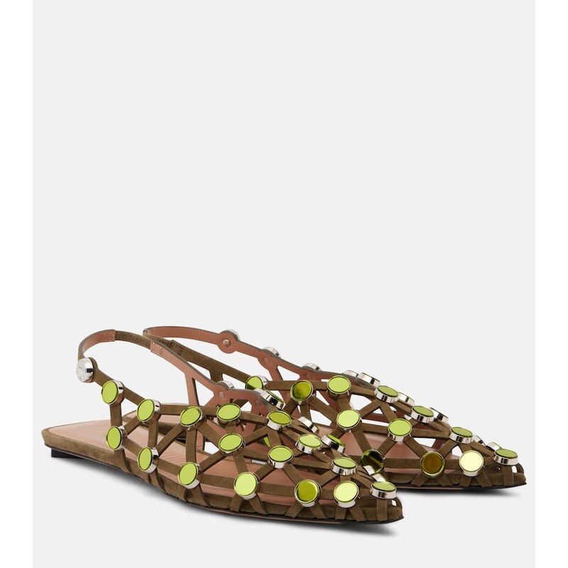 The Attico Grid embellished ballet flats