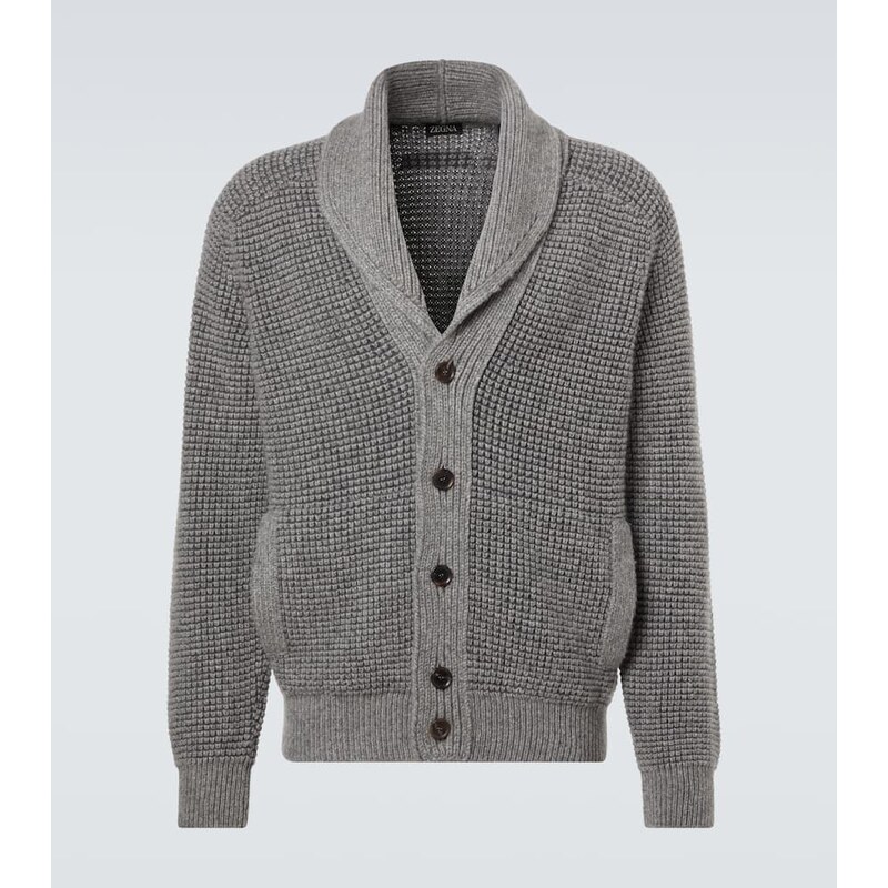 Zegna Waffle-knit cashmere and mohair cardigan