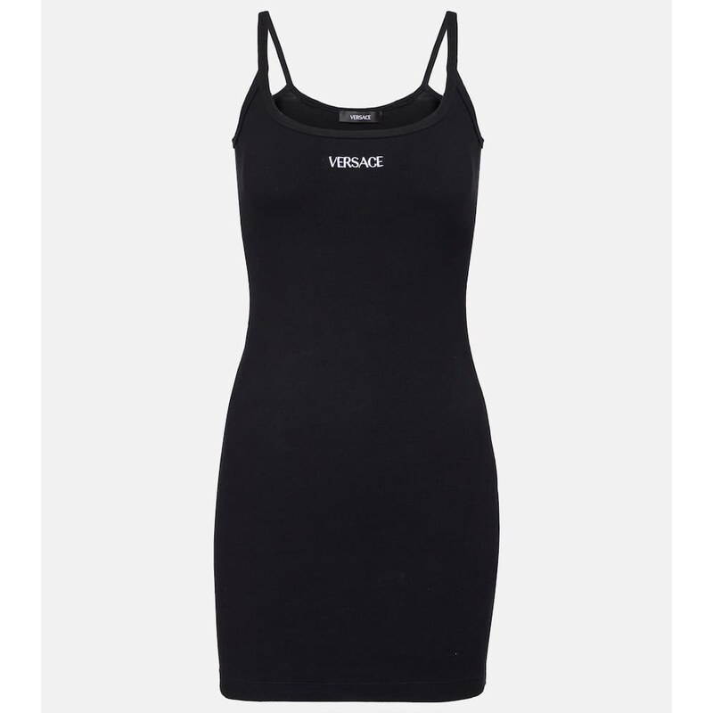 Versace Logo cotton-blend minidress