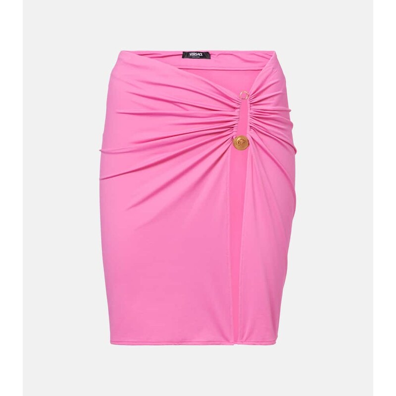 Versace Safety Pin gathered jersey miniskirt