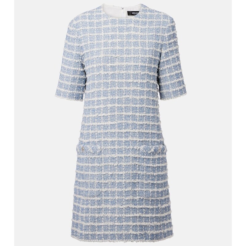 Versace Checked cotton-blend tweed minidress