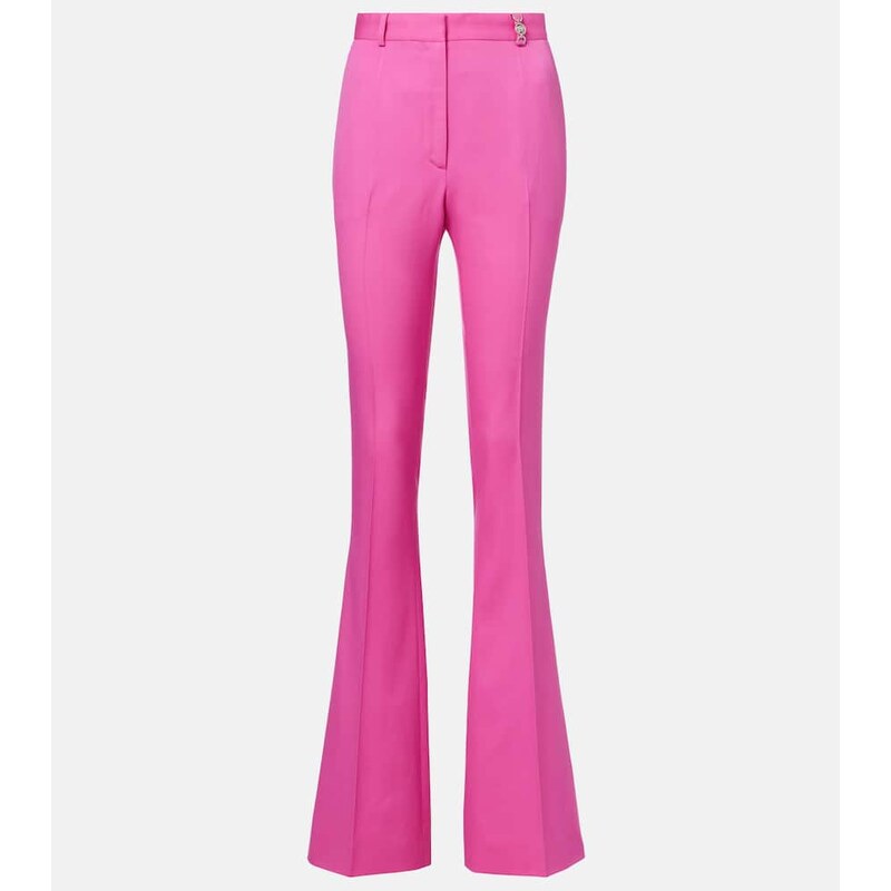 Versace Embellished high-rise wool flared pants