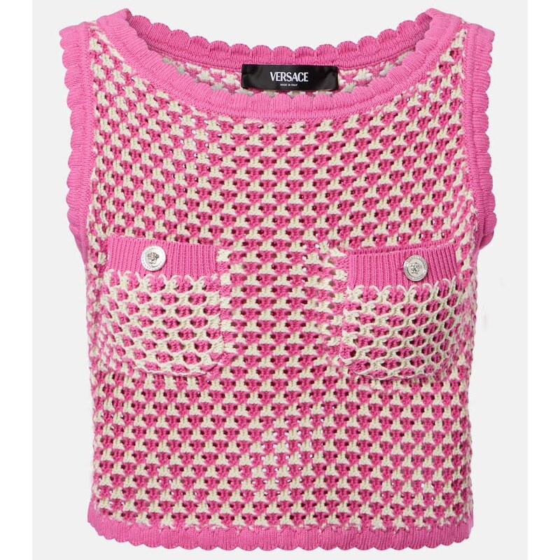 Versace Crochet cotton-blend crop top