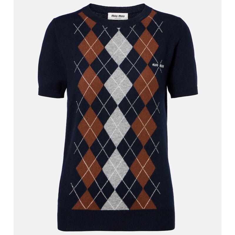 Miu Miu Argyle knitted cashmere top